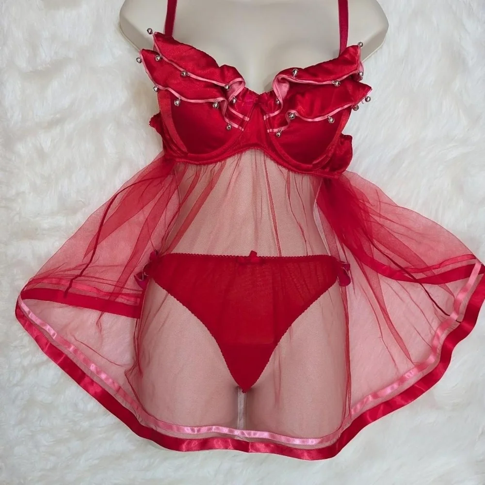 Victoria's Secret "Sexy Little Things" Christmas Babydoll with Jingle Bells - Picture 6 of 10